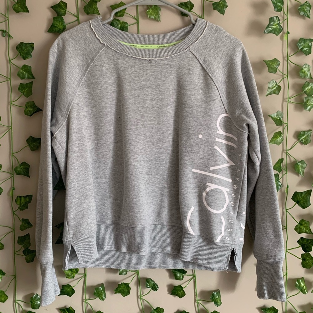 slightly cropped calvin klein sweatshirt